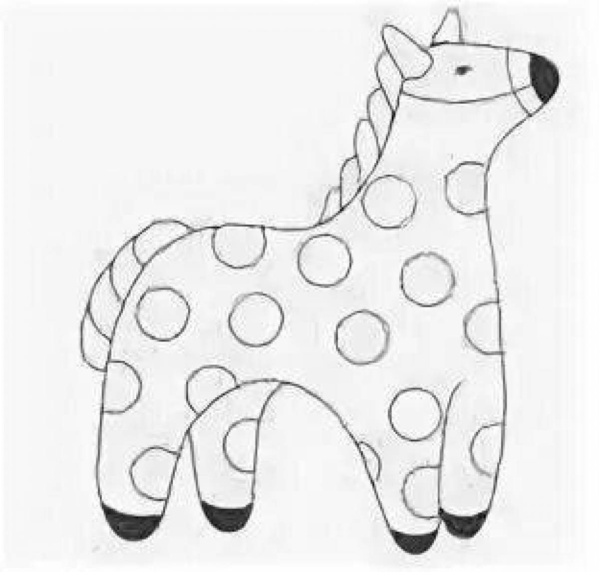 Coloring page charming Dymkovo horse