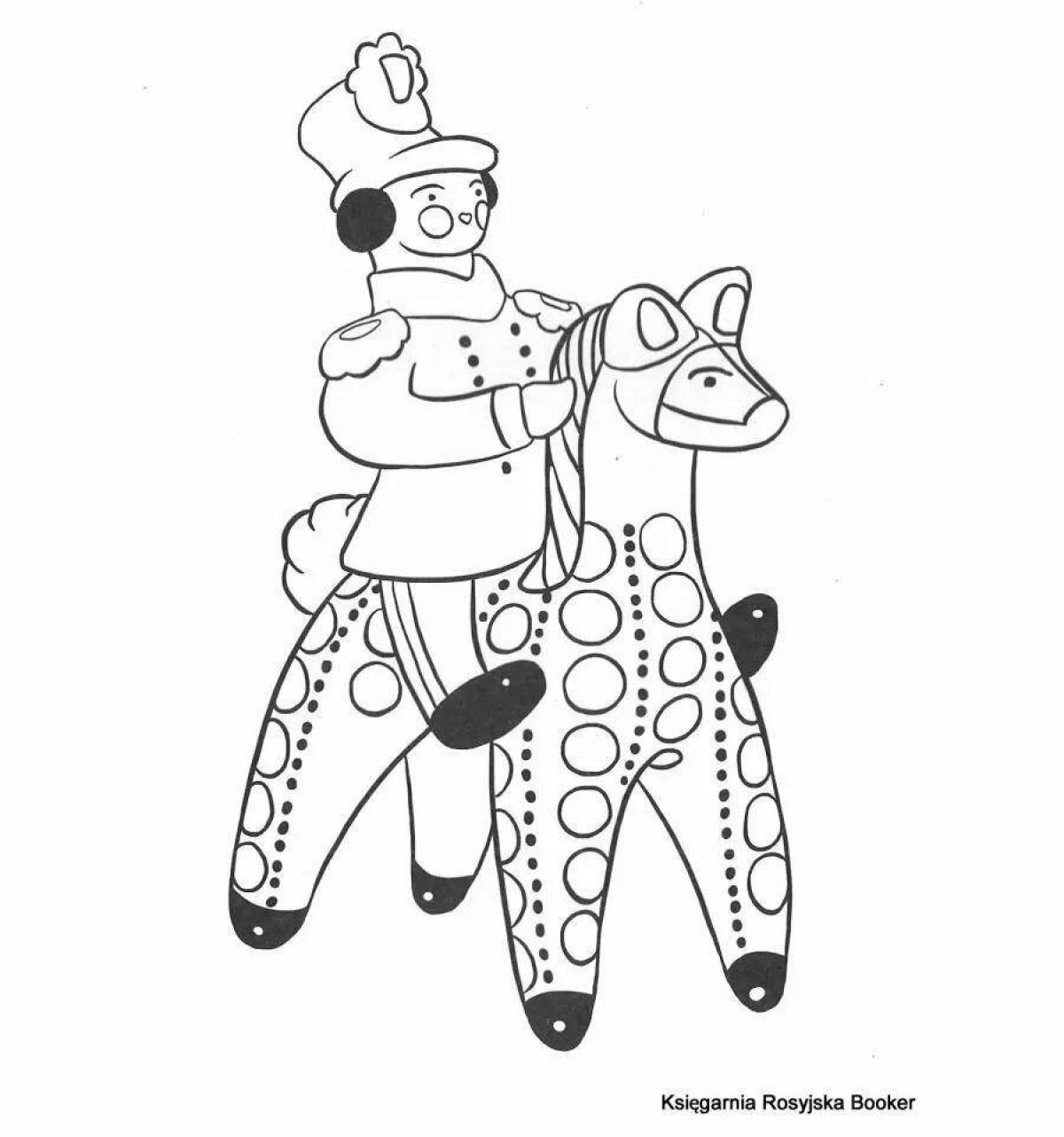 Fancy Dymkovo horse coloring page