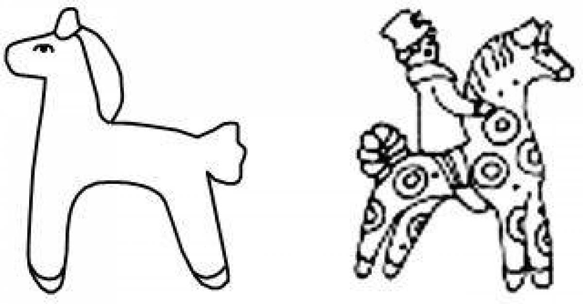 Coloring page witty Dymkovo horse