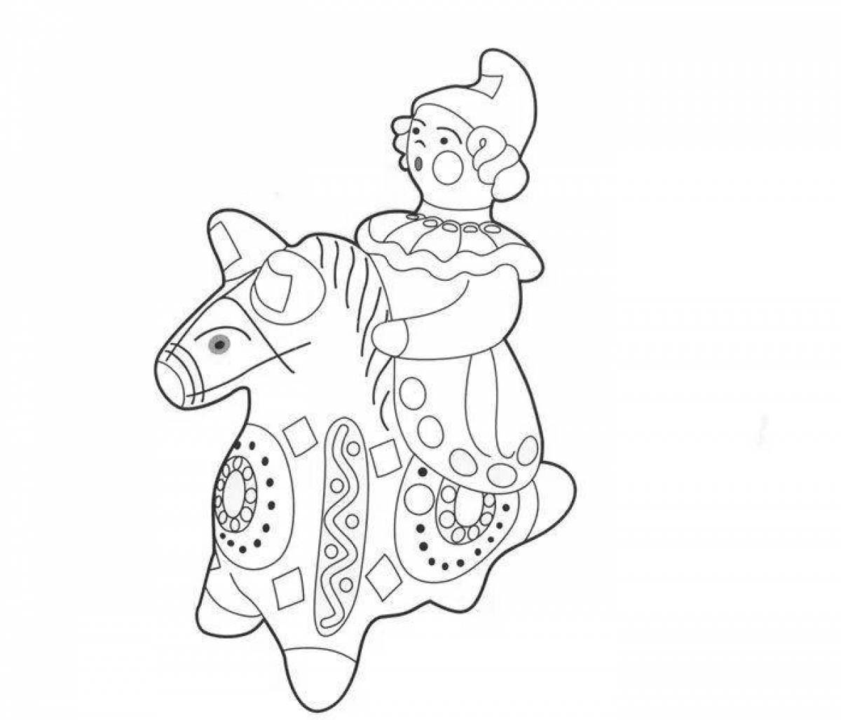 Glowing Dymkovo horse coloring page