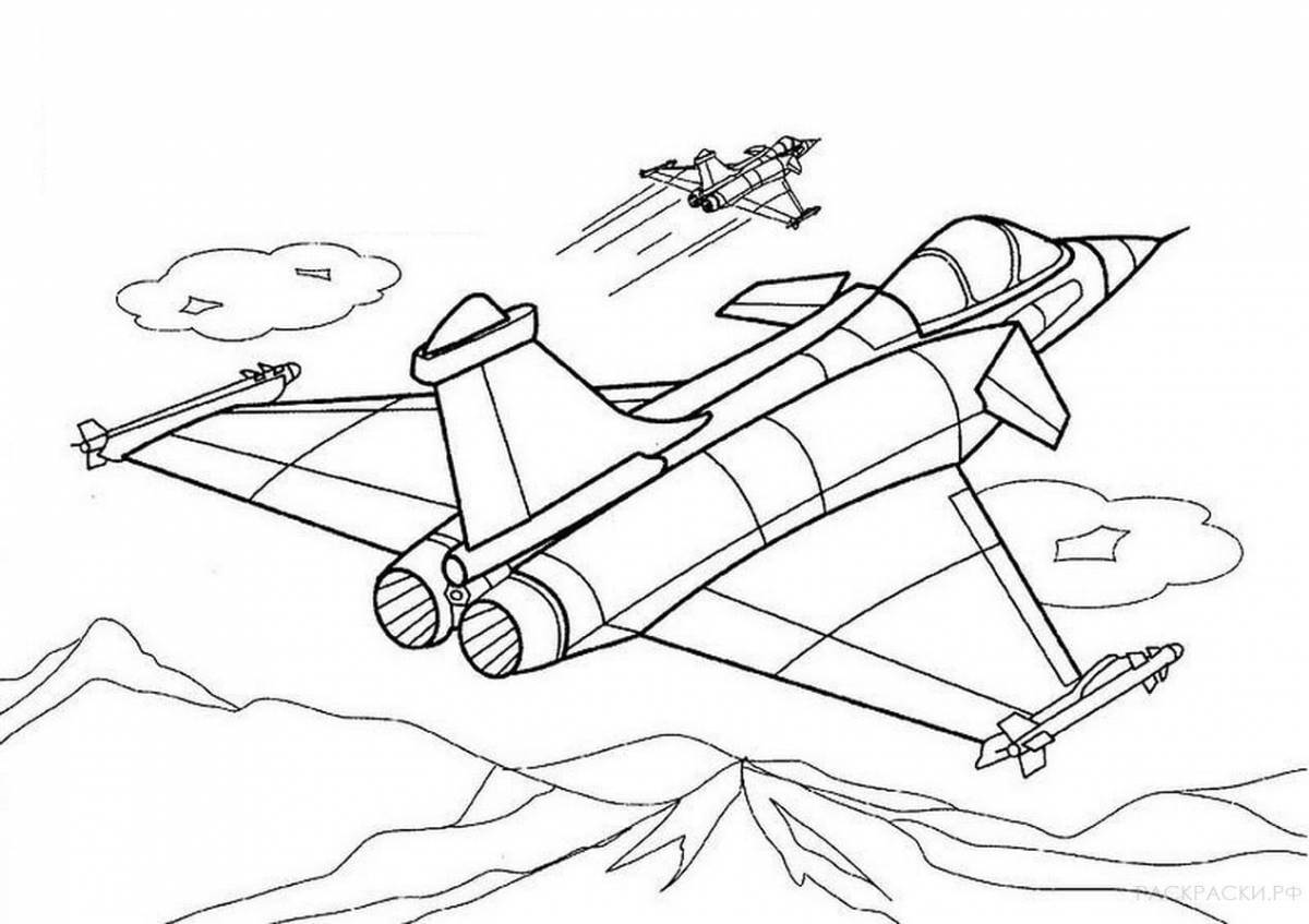 Vibrant military aircraft coloring pages for kids