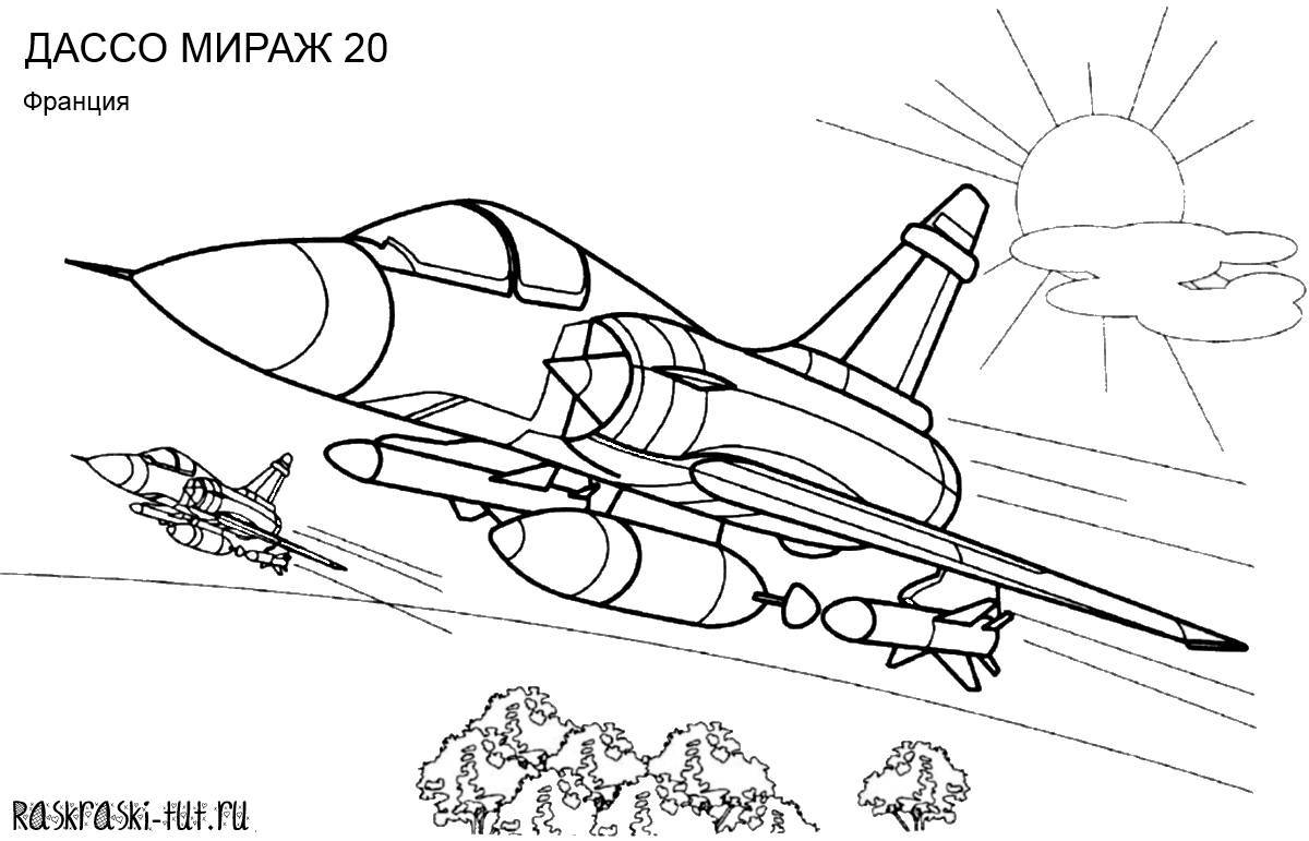 Fabulous war planes coloring pages for kids