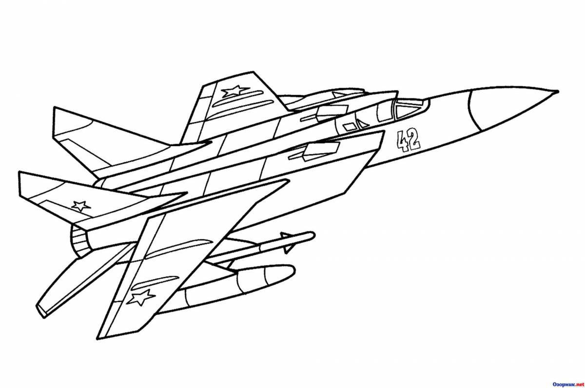 Large military aircraft coloring book for kids