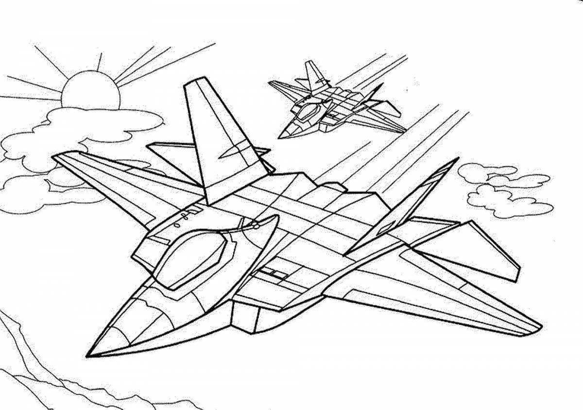 Exquisite military aircraft coloring book for kids