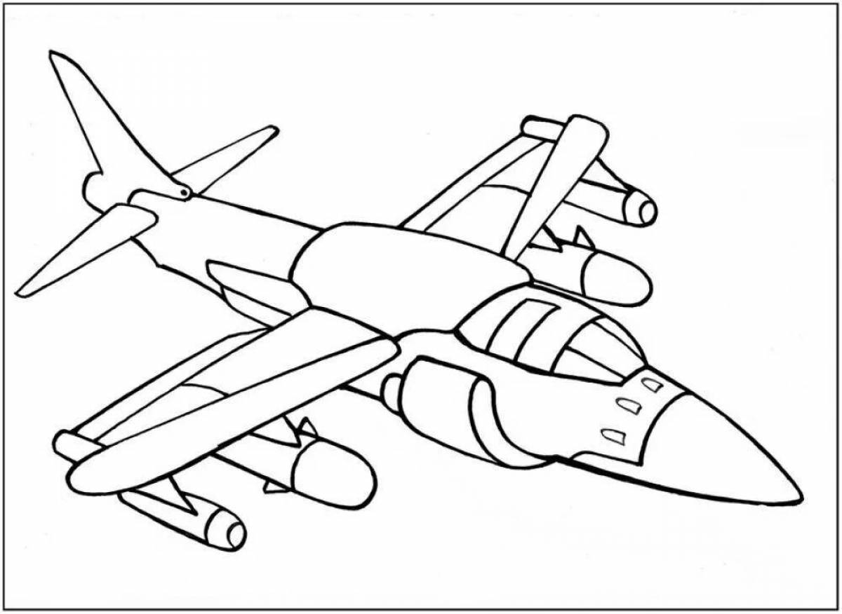 Glowing military aircraft coloring book for kids