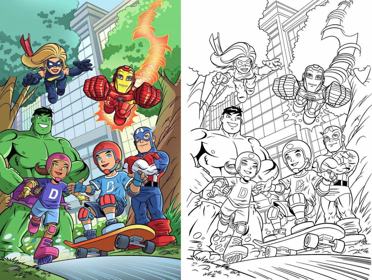 Powerful coloring marvel heroes