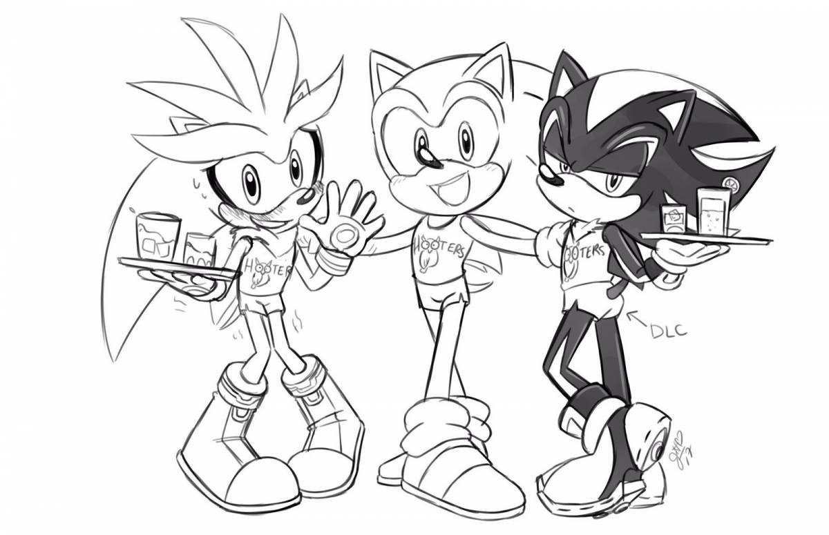 Colorful sonic shadow coloring book