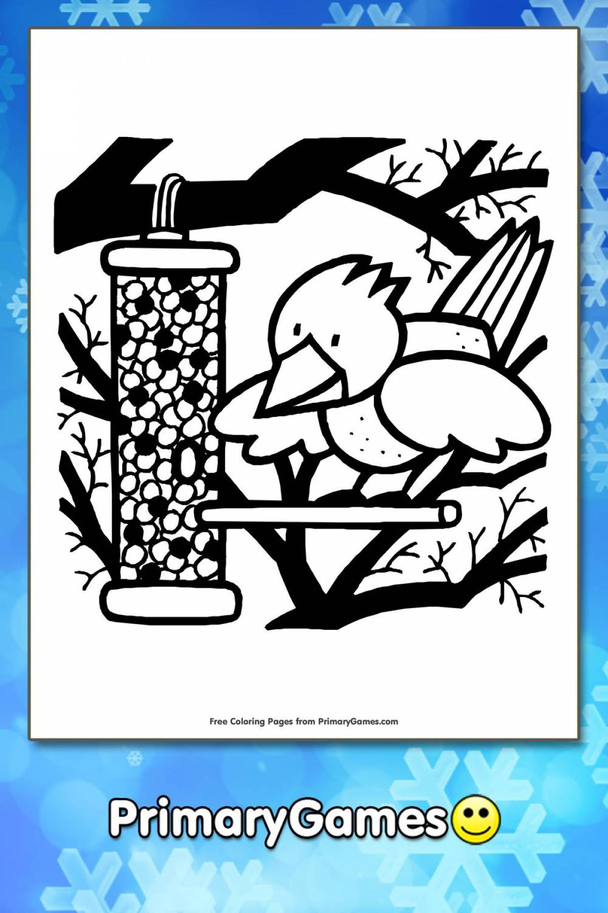 Радостная кормушка для птиц раскраски для детей
