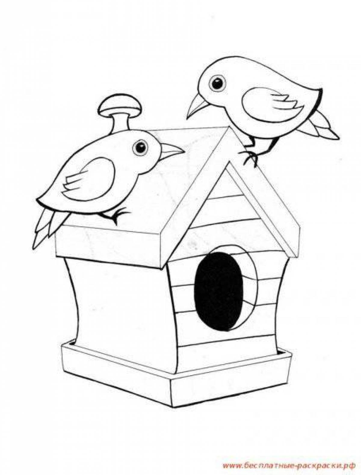 Очаровательная раскраска кормушка для птиц для детей