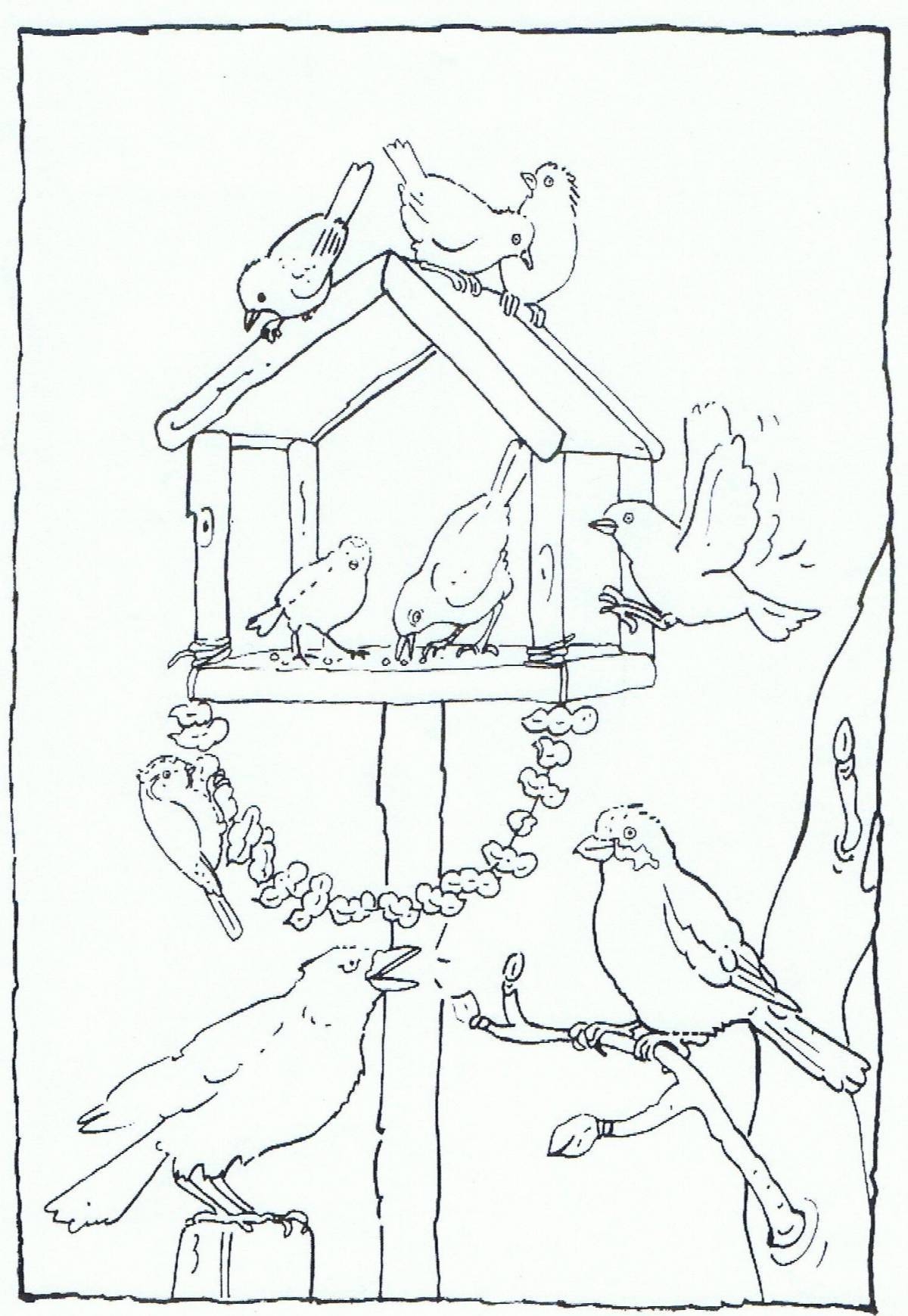 Кормушка для птиц Избушка на курьих ножках Раскраска, дерево