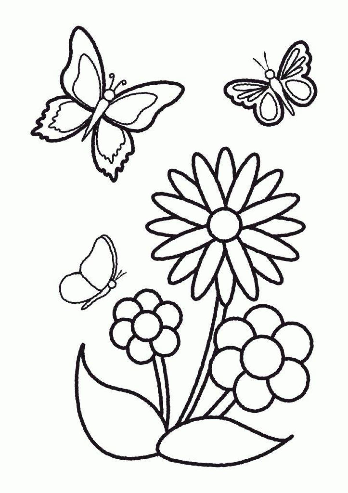 Adorable flower coloring book for 4-5 year olds
