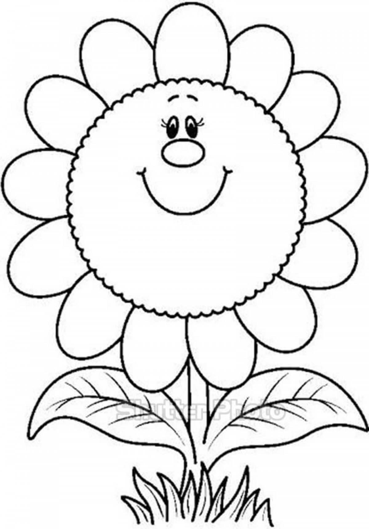 Large coloring flowers for children 4-5 years old