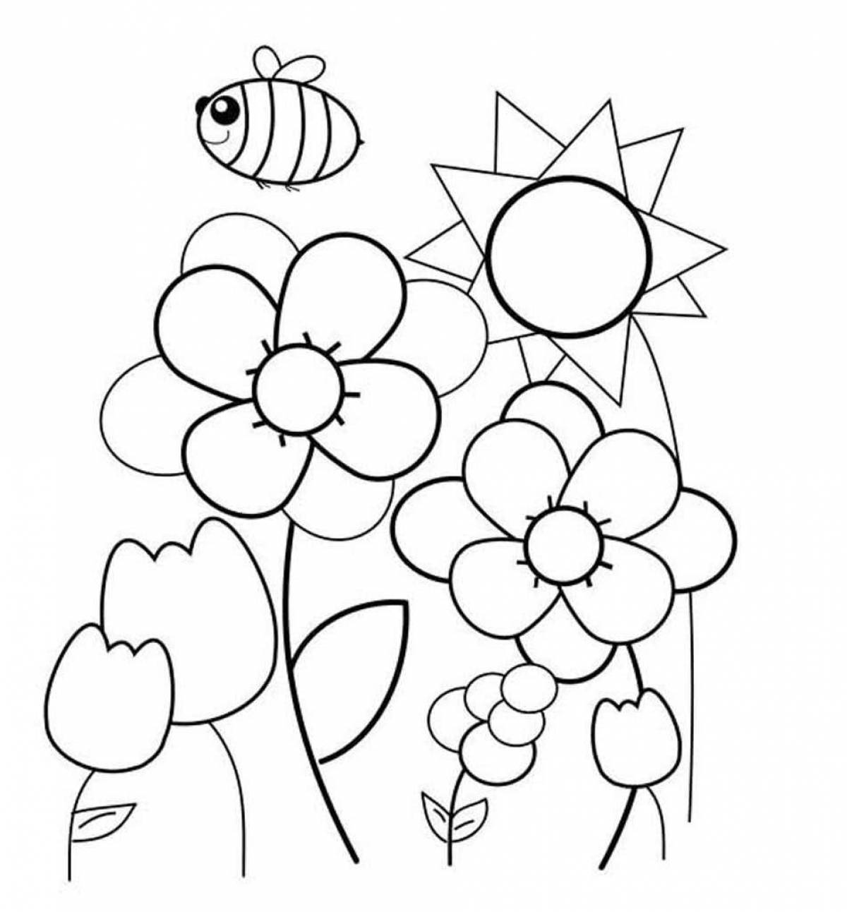 Outstanding flower coloring book for 4-5 year olds