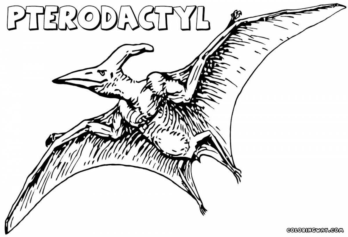Coloring page striking pterodactyl