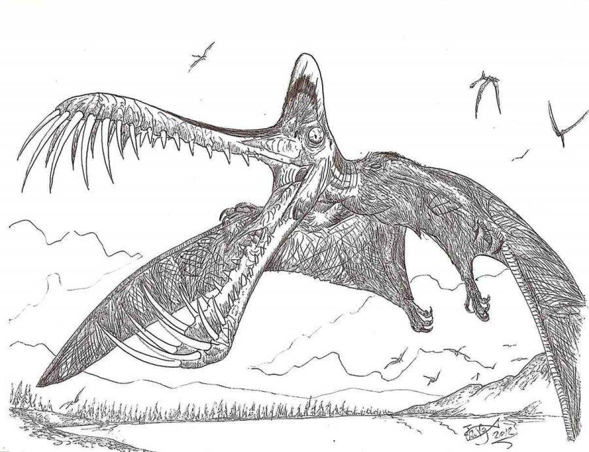 Adorable pterodactyl coloring page