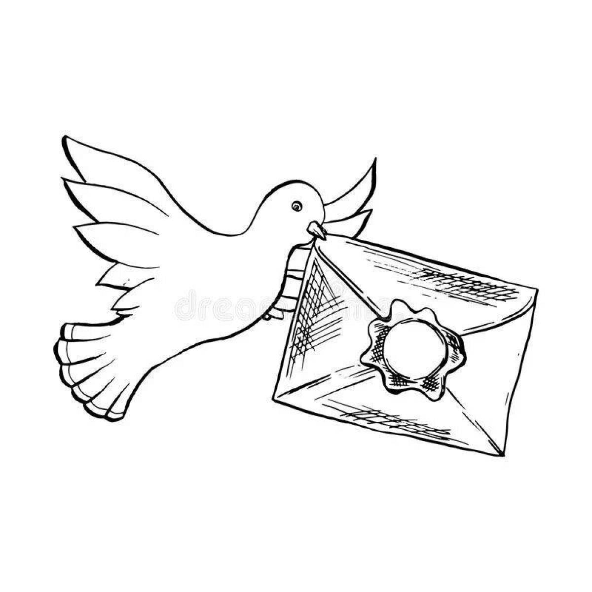 Почтовый голубь с конвертом в клюве