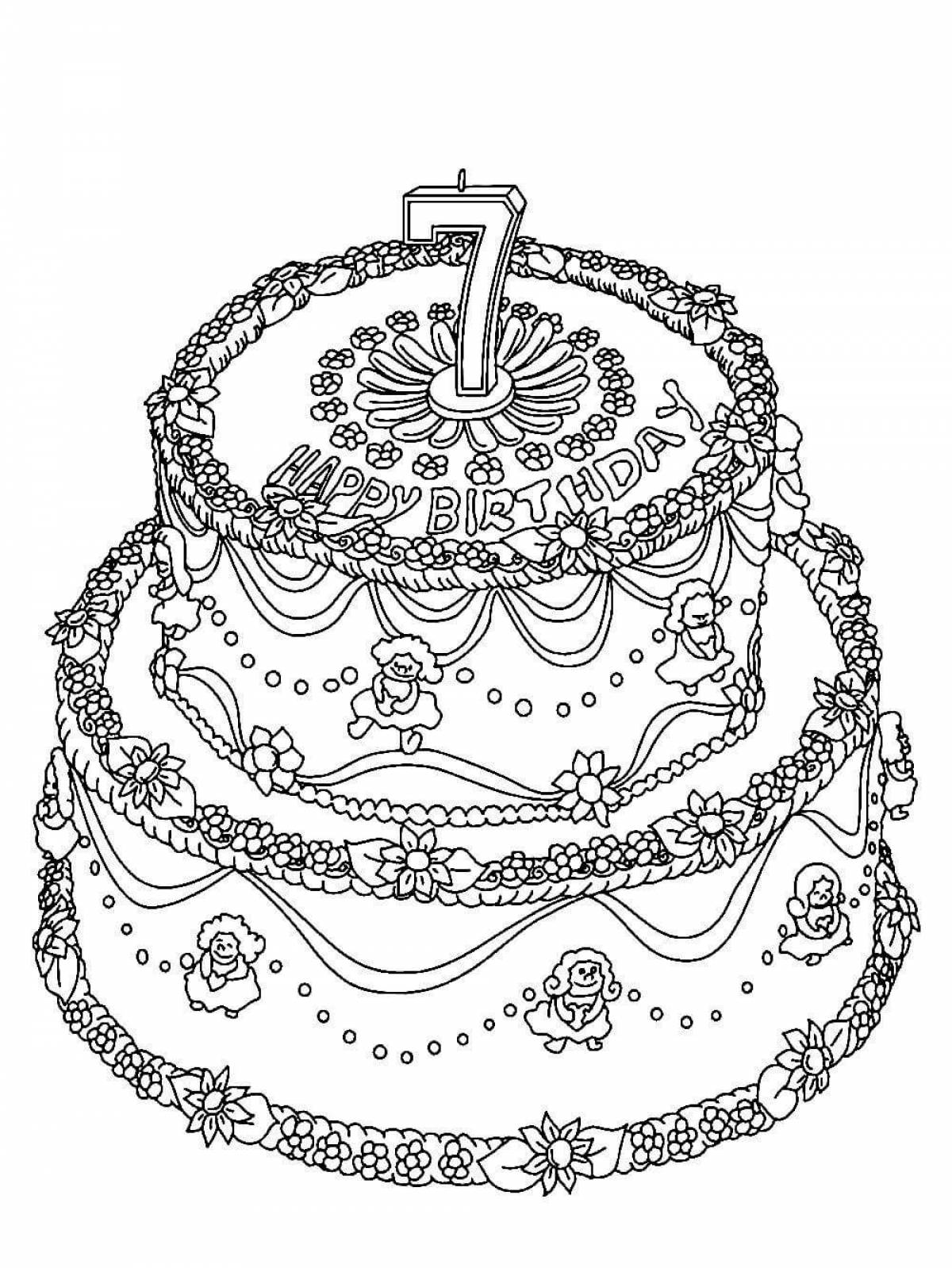 Торт картинка раскраска для детей распечатать