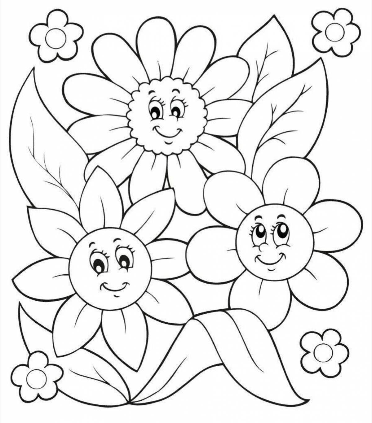 Раскраска цветы для детей 3-4