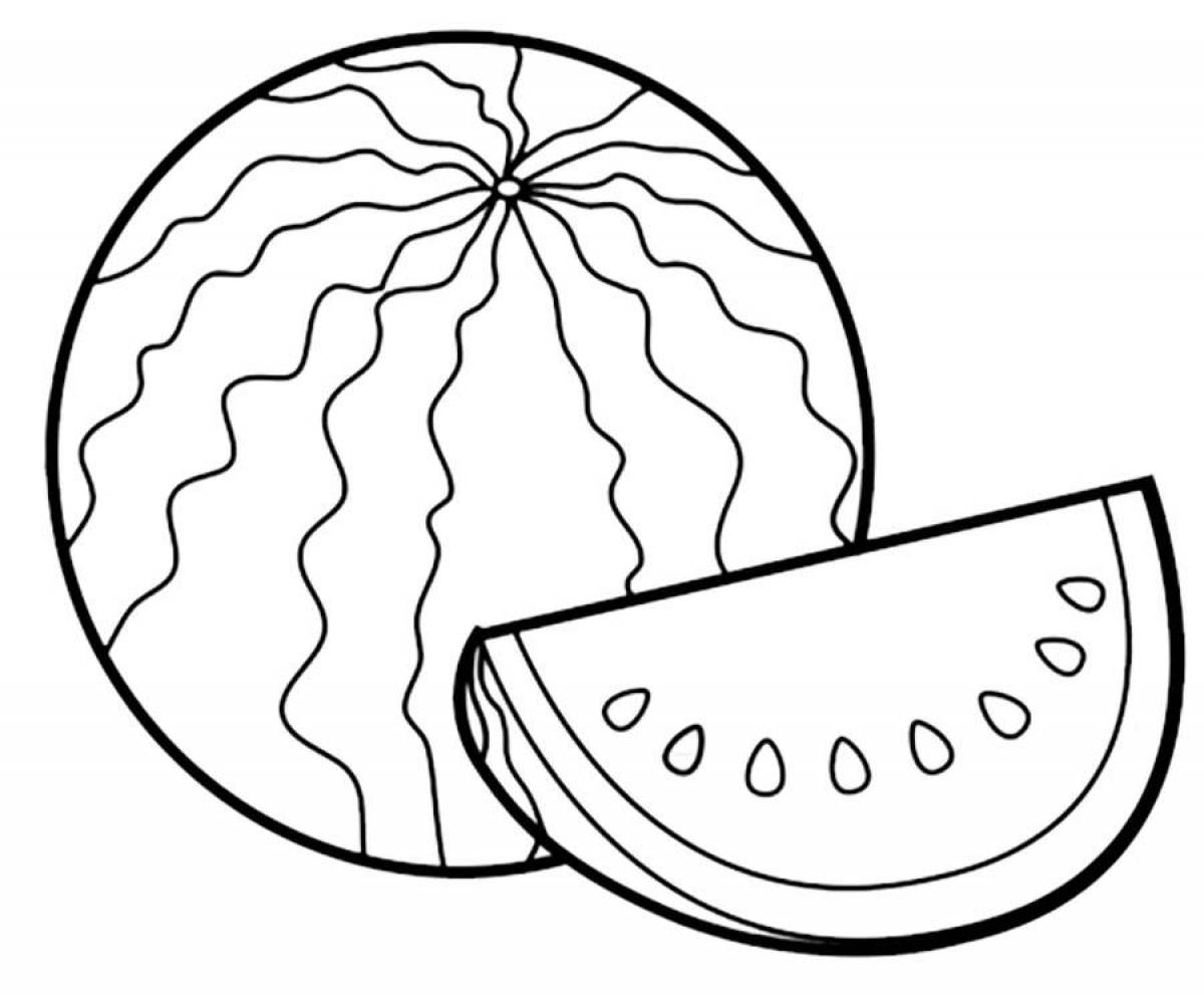 Картинка арбуз для детей на прозрачном фоне раскраска
