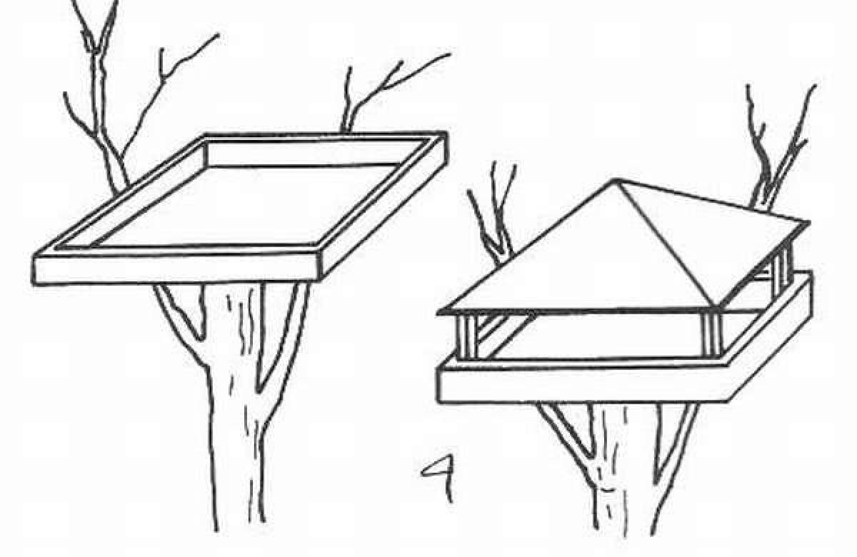 Чертеж и эскиз кормушки для птиц