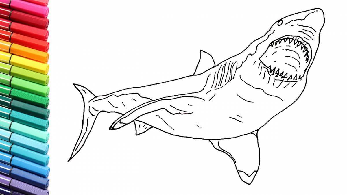 Adorable megalodon coloring page