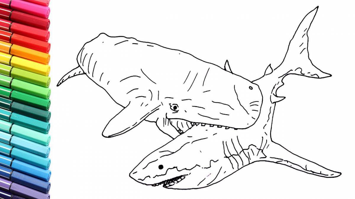 Exciting megalodon coloring page