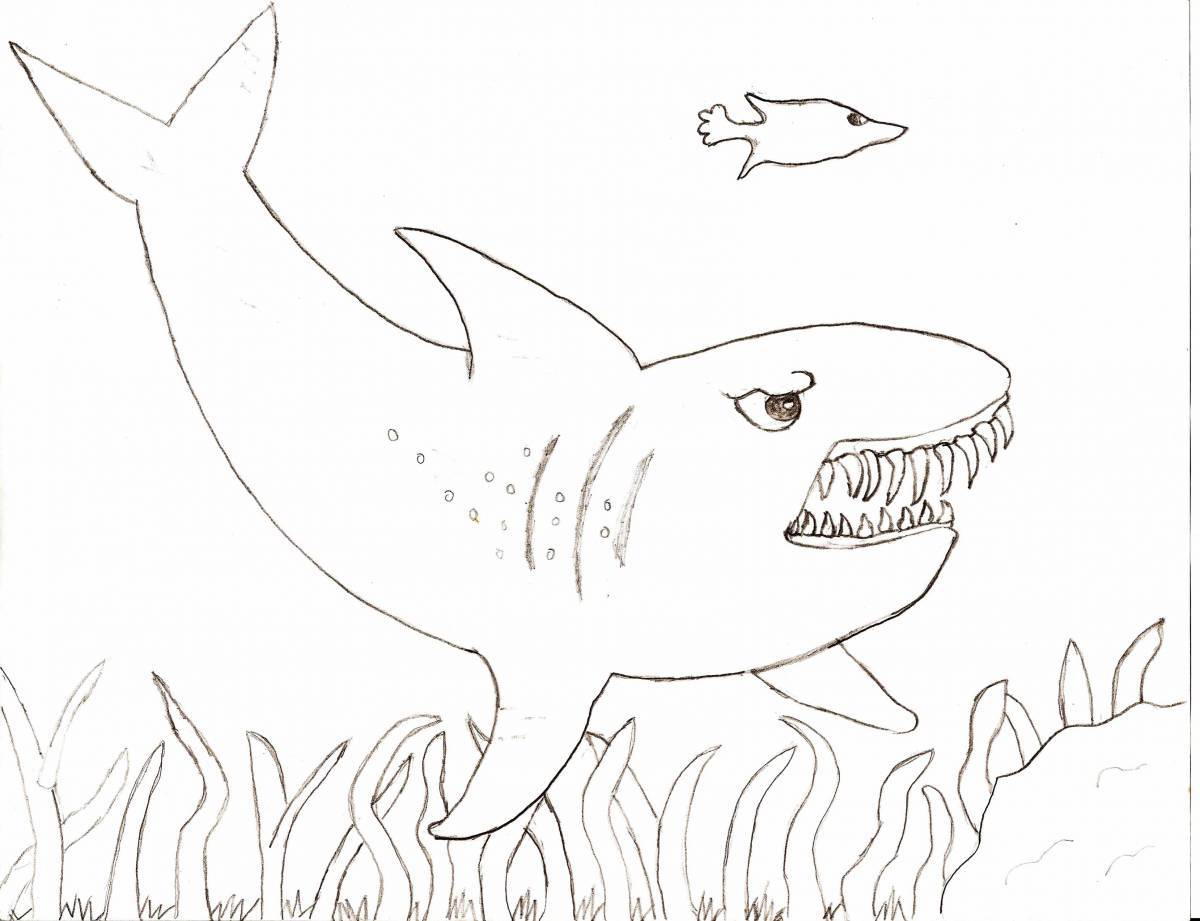 Megalodon intriguing coloring page