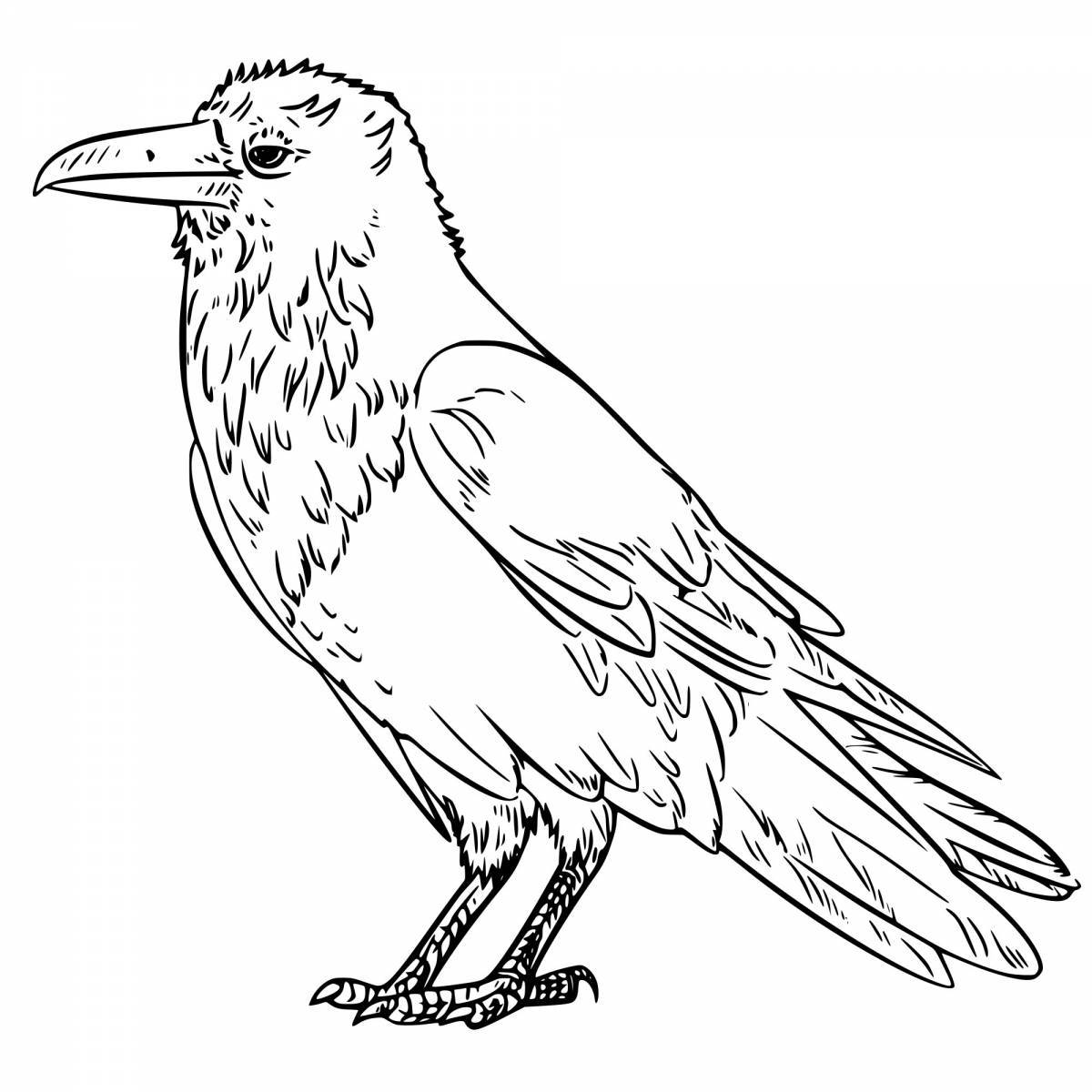 Инновационная страница раскраски ворона для детей
