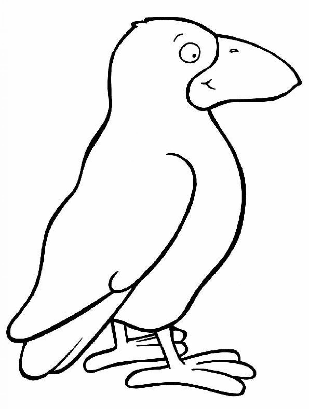 Раскраска сказочная ворона для детей