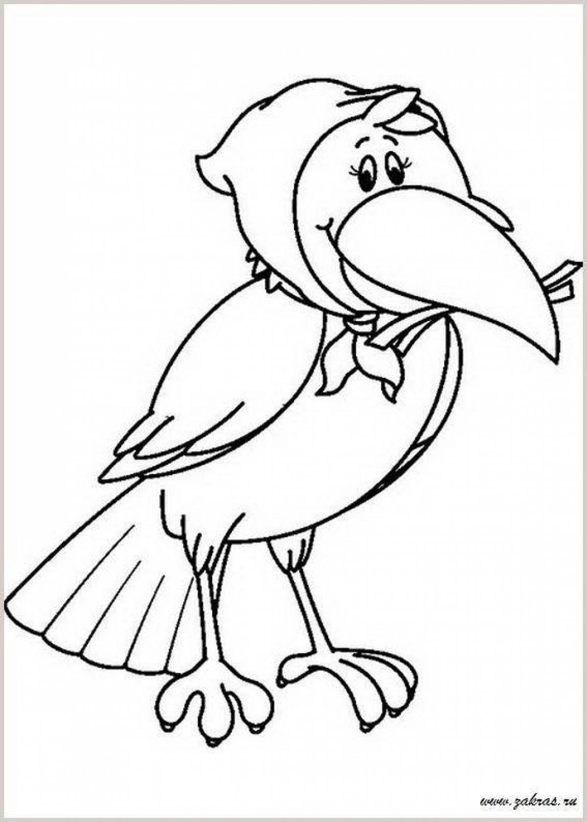 Stimulating crow coloring page for kids