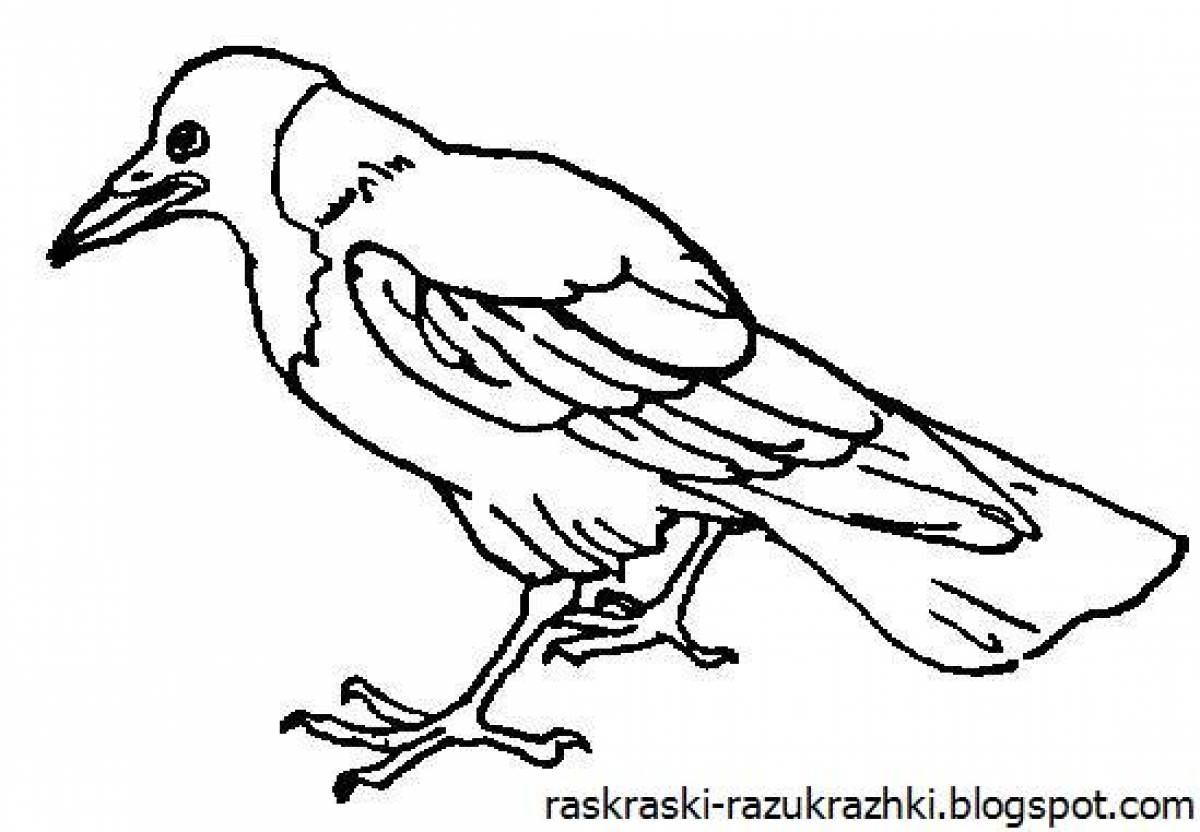 Stimulating crow coloring page for kids