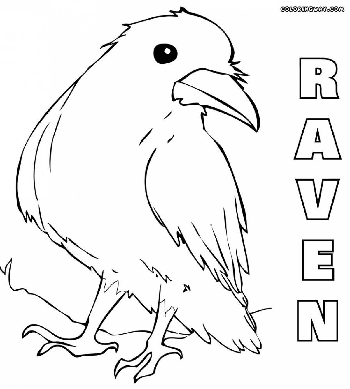 Animated crow coloring page for kids