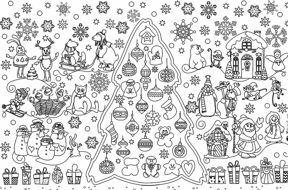Coloring page magical new year 2023