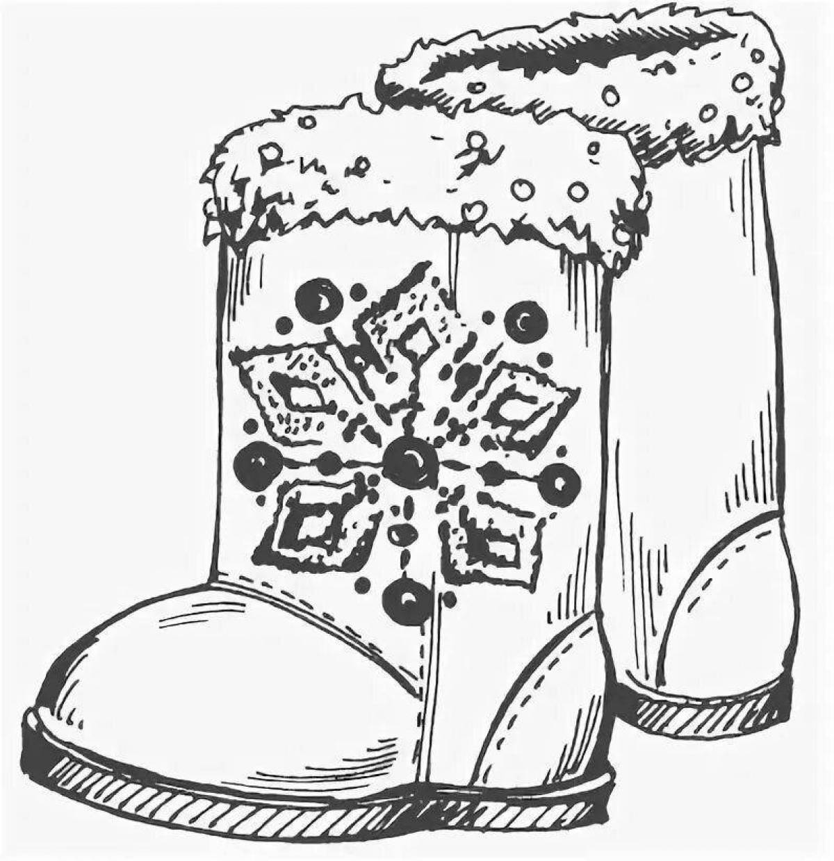 Exciting felt boots coloring pages