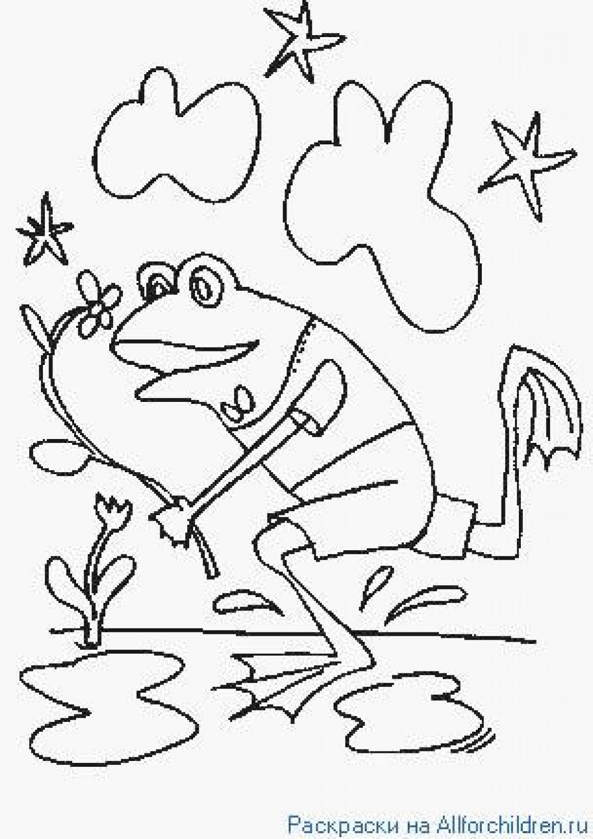 A mischievous traveling frog