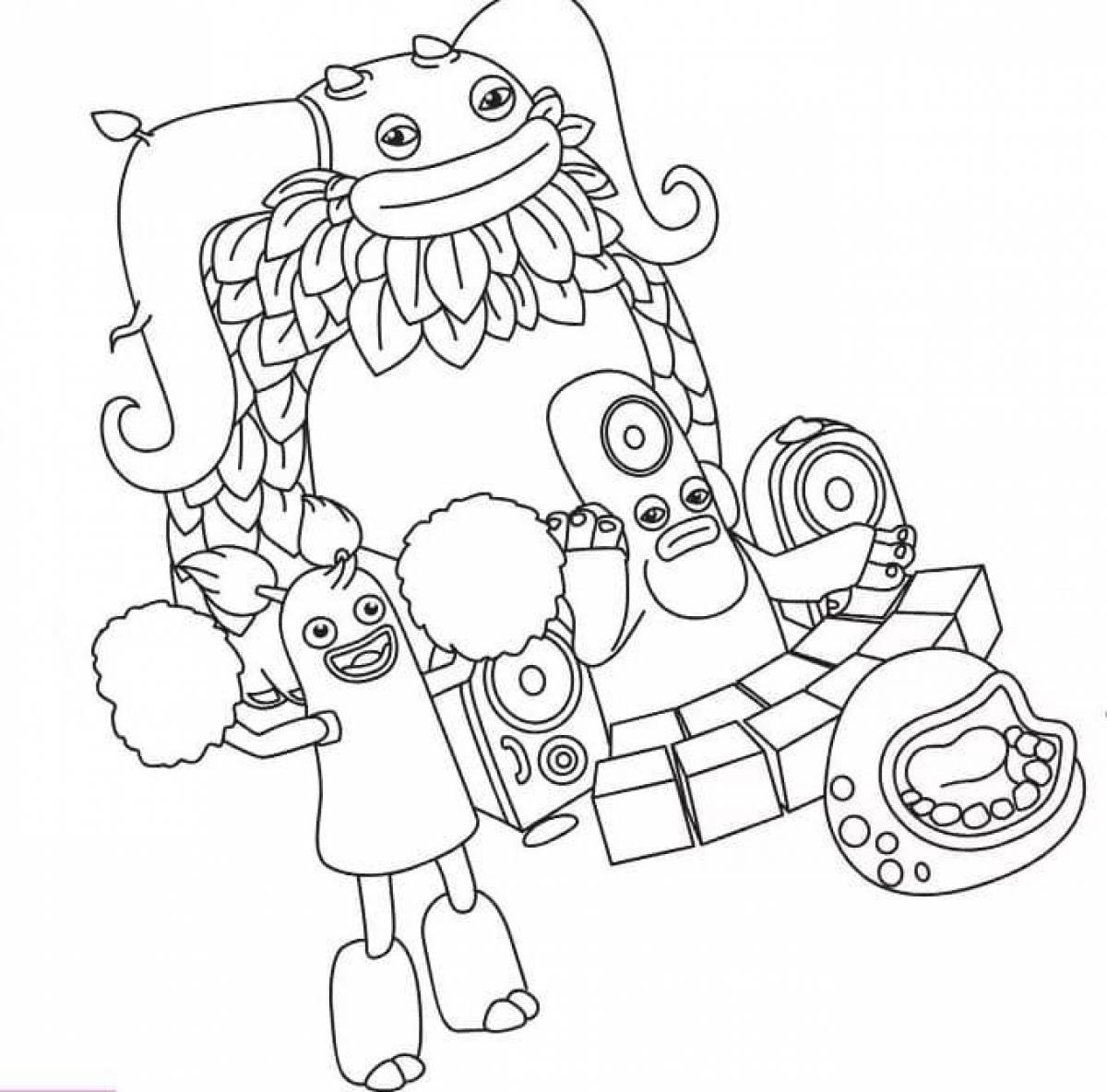 Adorable singing monsters coloring page