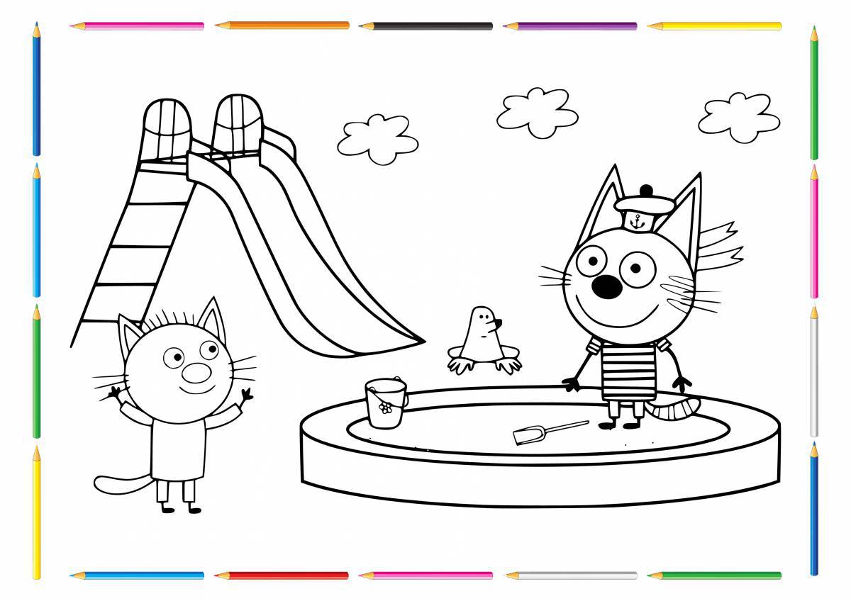 Color-laden 3 cats coloring book