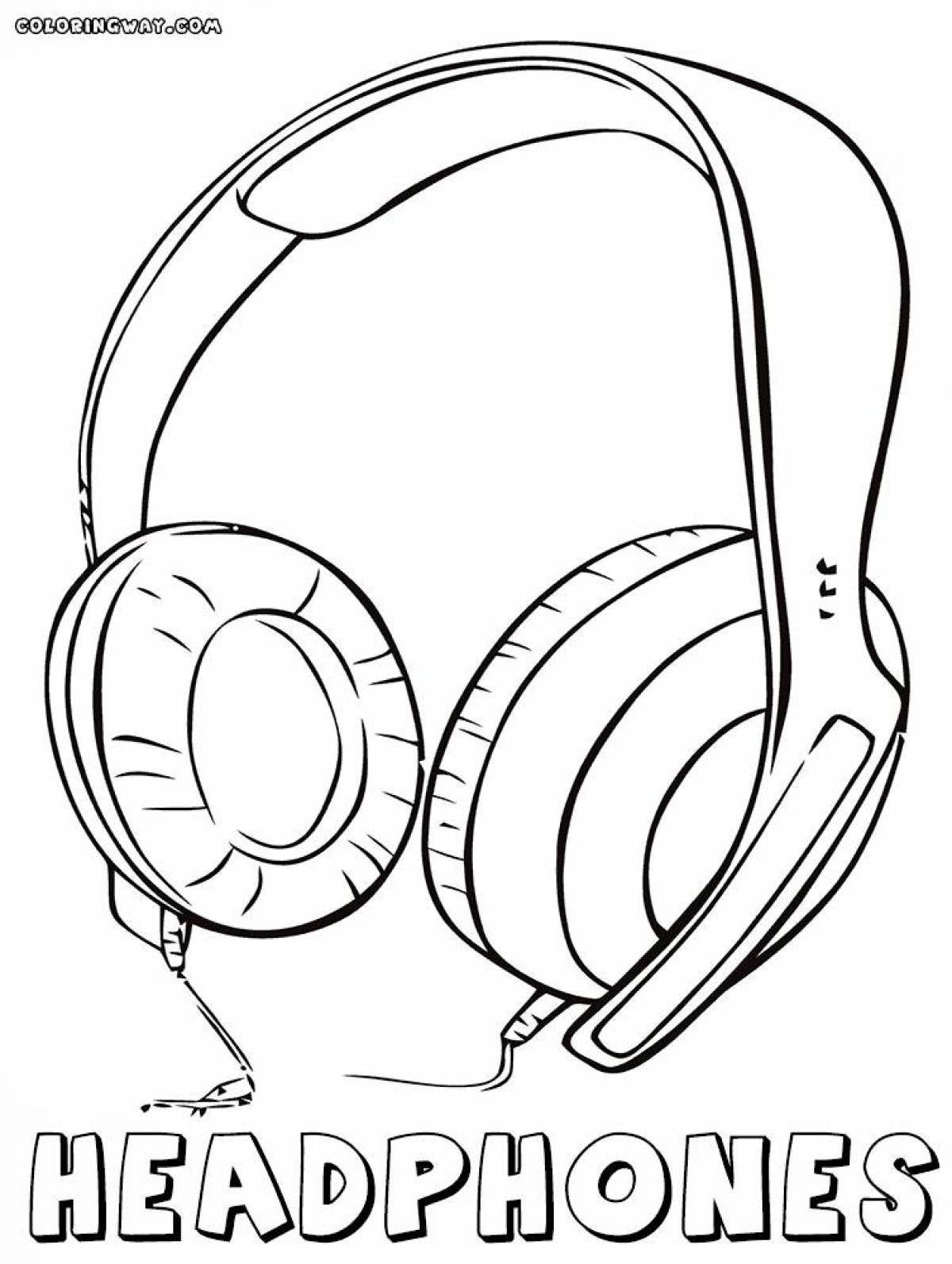 Colorful headphone coloring page