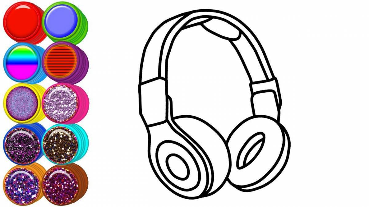 Fun coloring book with headphones