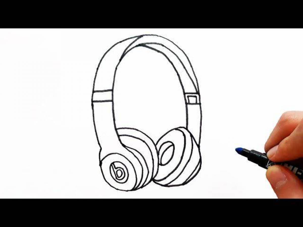 Coloring page stylish headphones