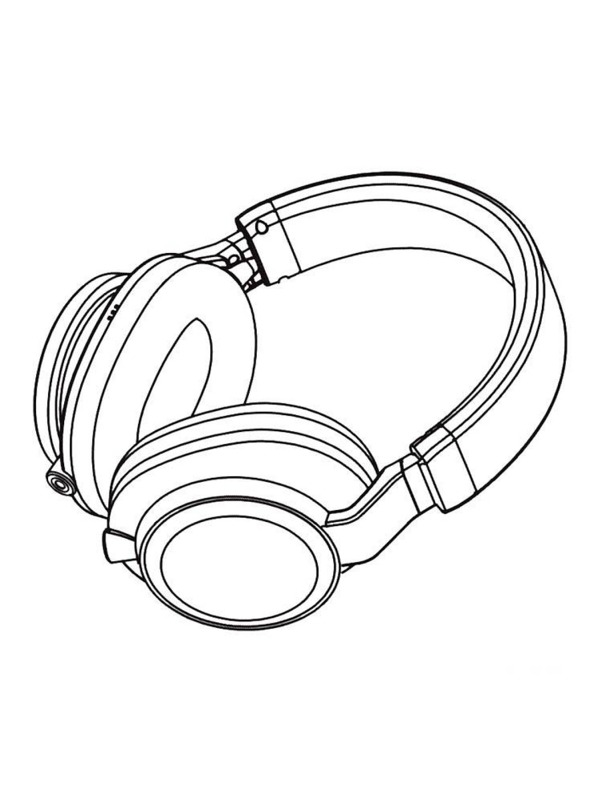 Colourful headphone coloring page