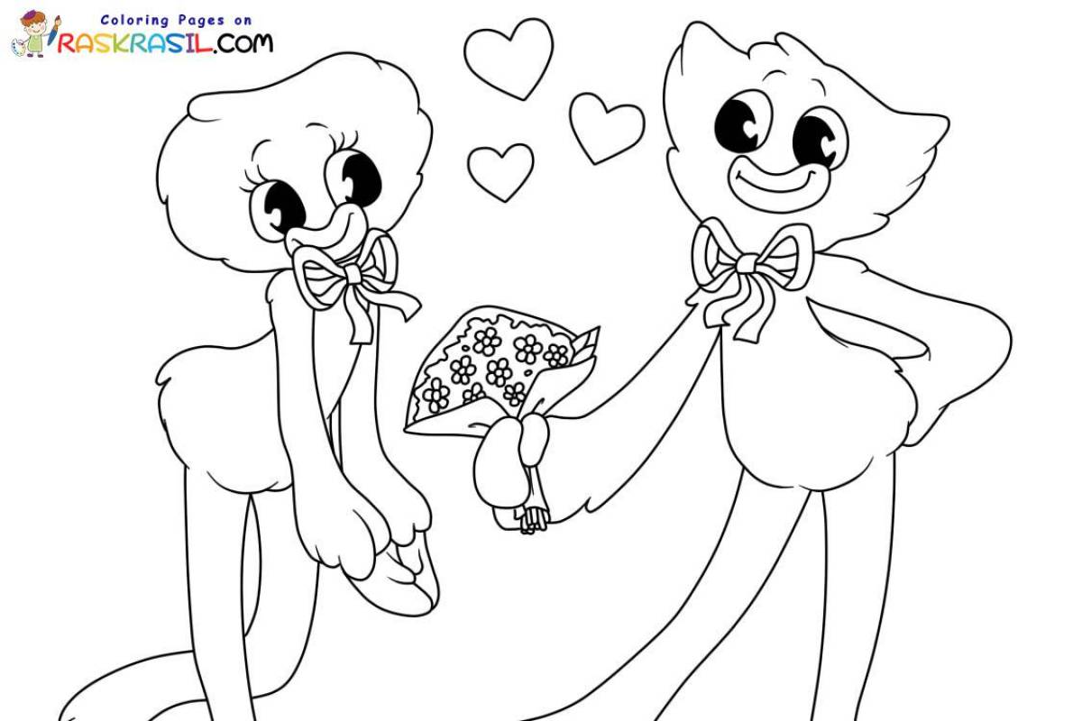 Kissy missy holiday coloring page