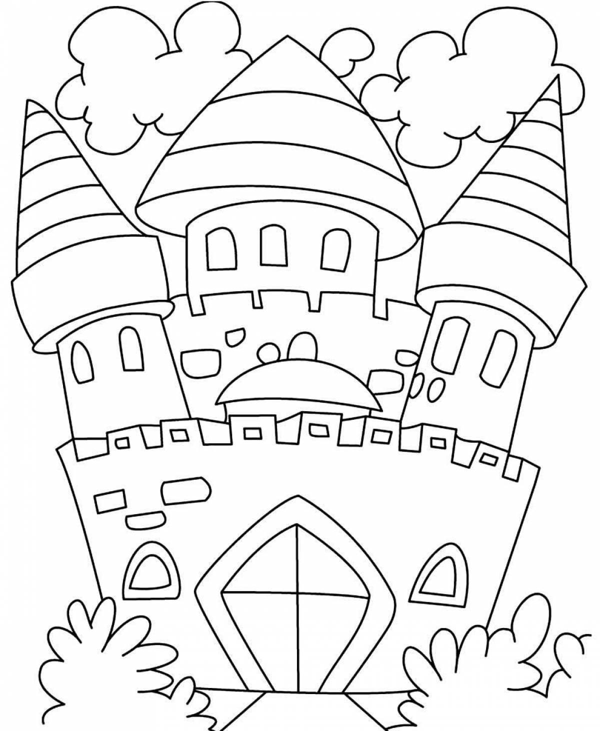 Раскраска величественный замок для детей