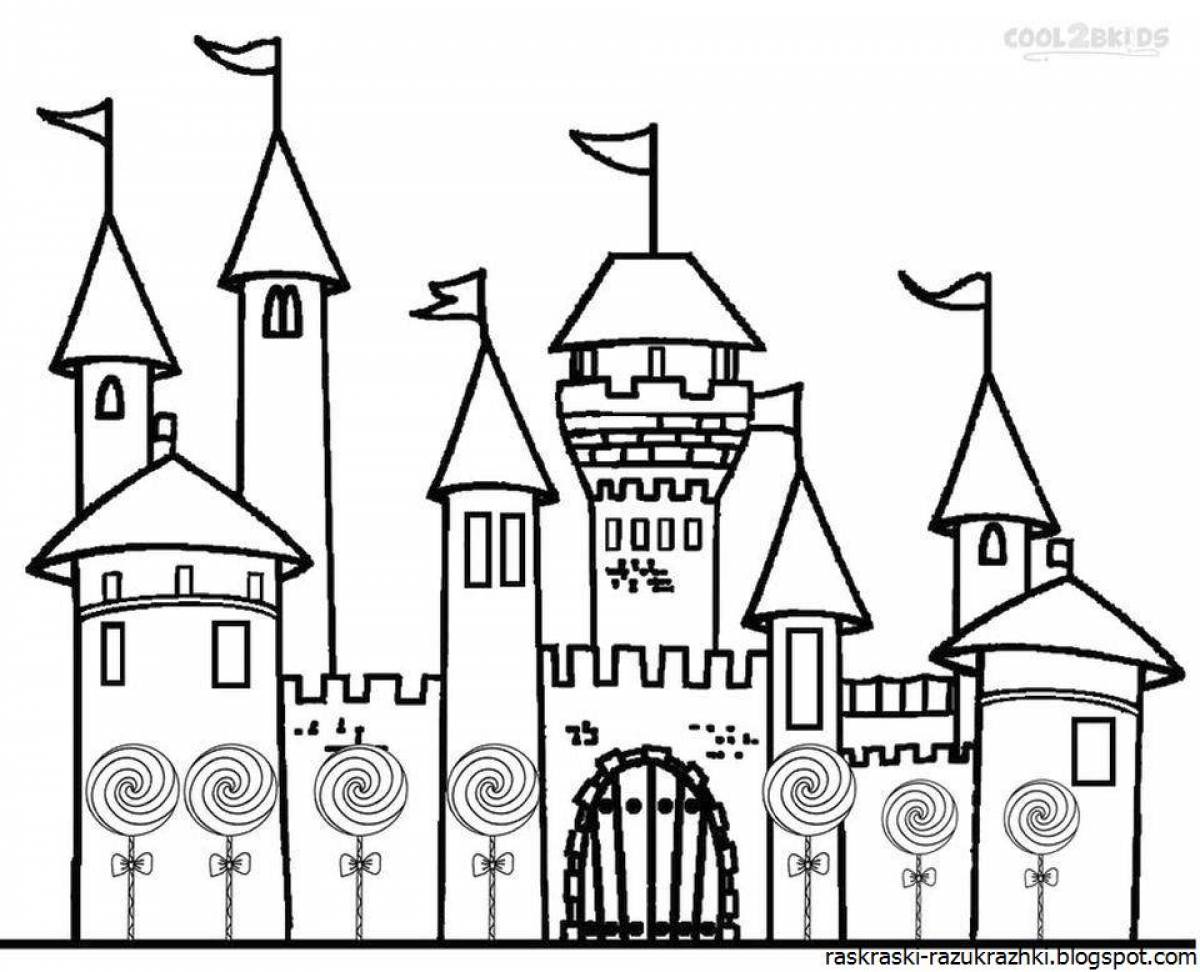 Coloring book elegant castle for children