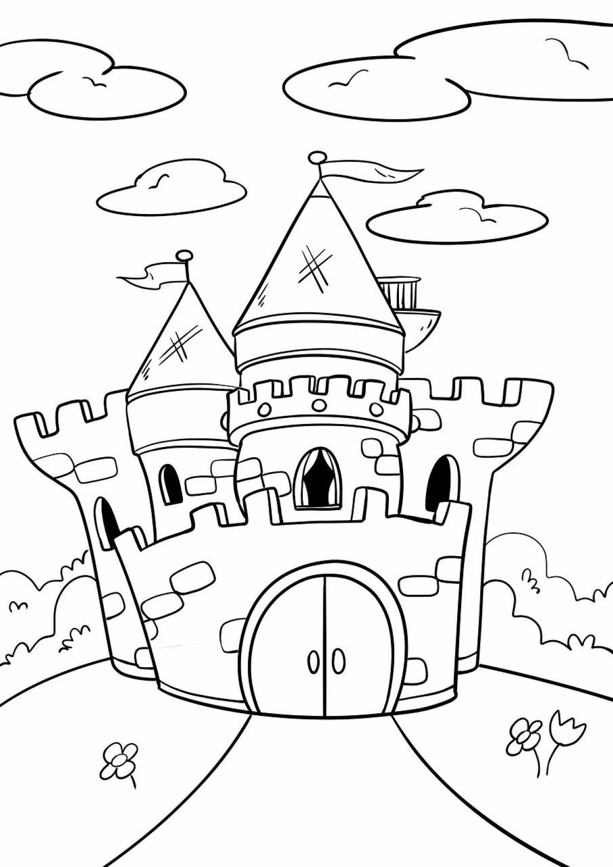 Раскраска яркий замок для детей