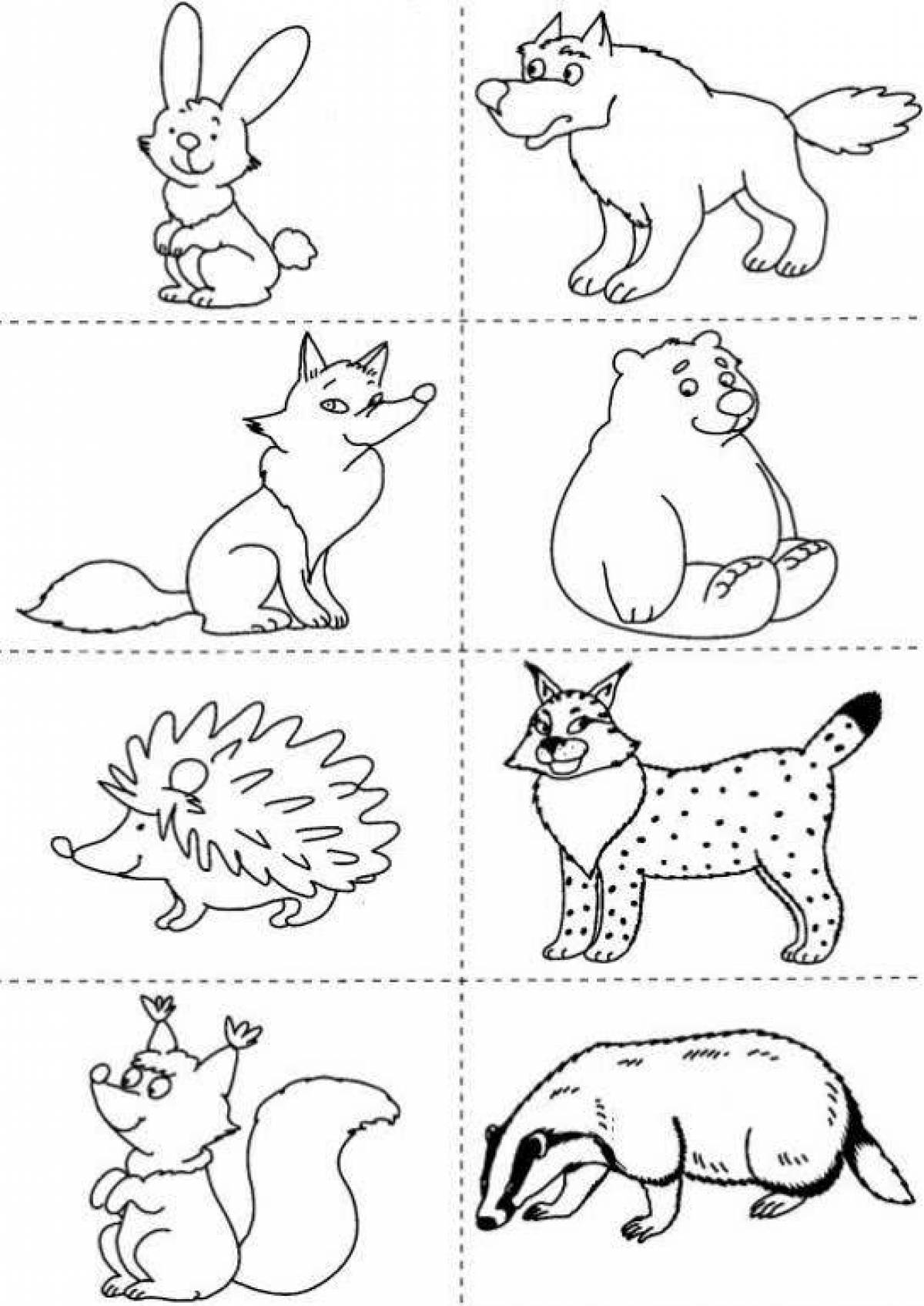 Выдающаяся страница раскраски диких животных для детей 4-5 лет
