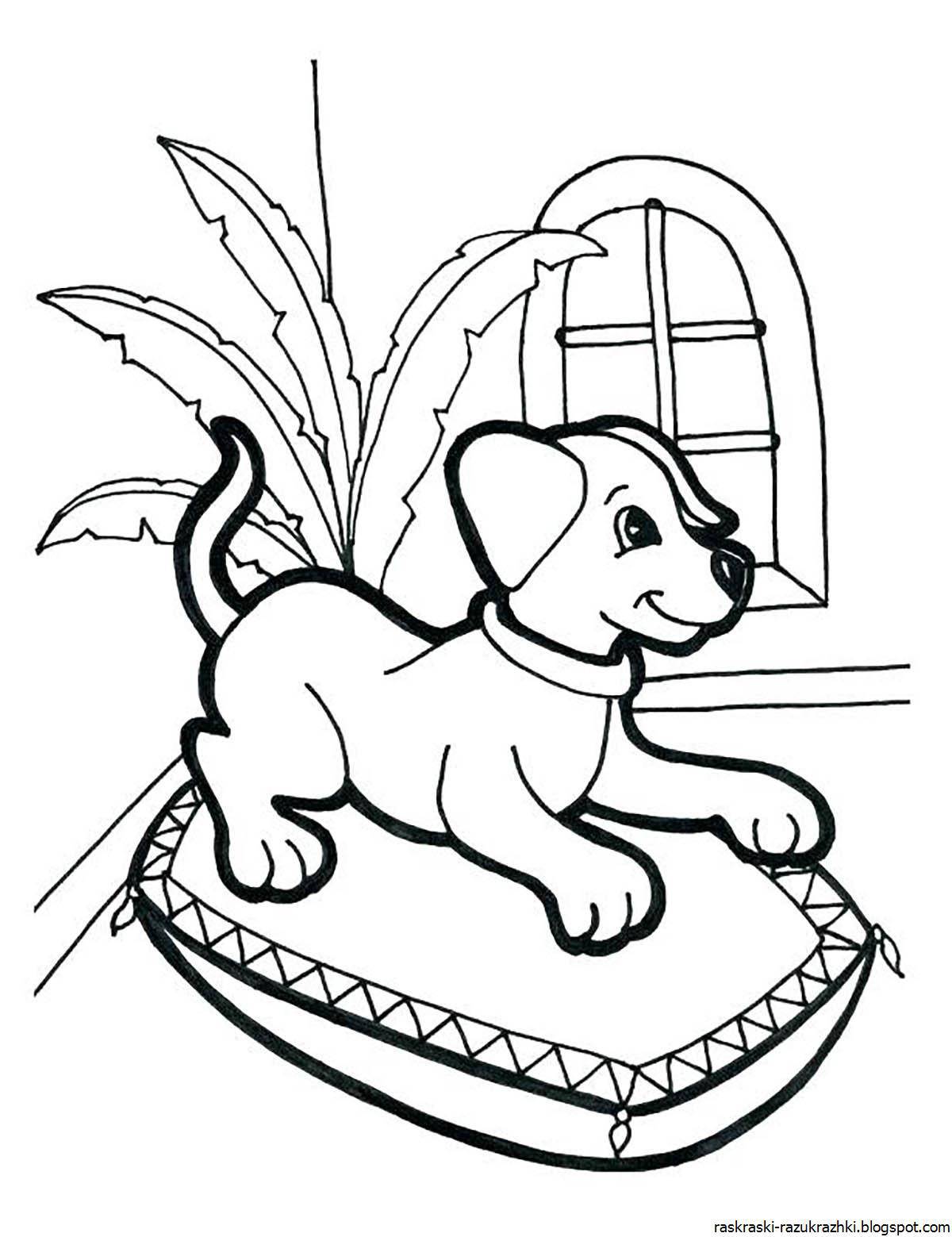 Colorful dog and cat coloring page