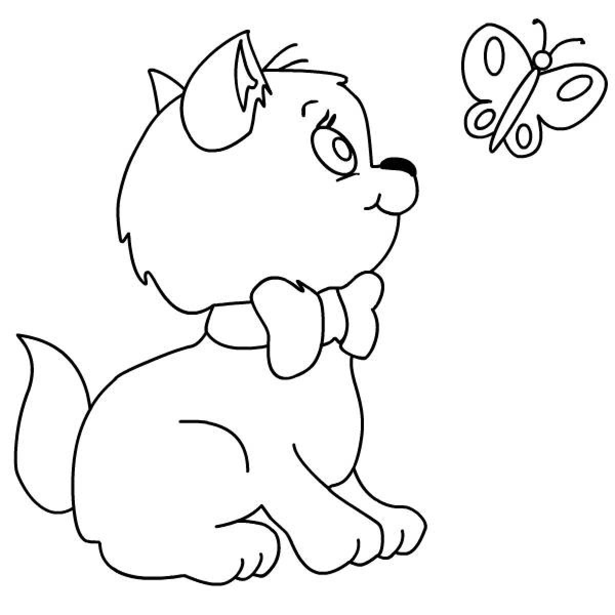 Naughty dog ​​and cat coloring page