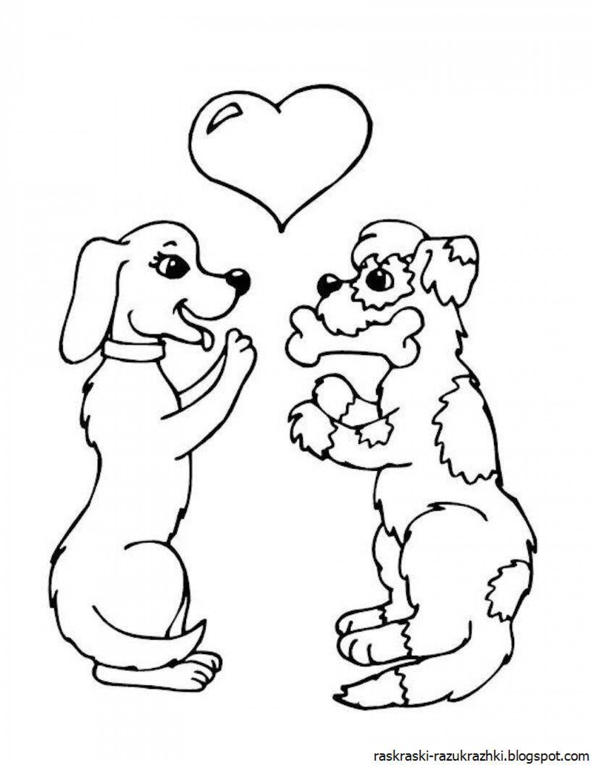 Live dog and cat coloring page