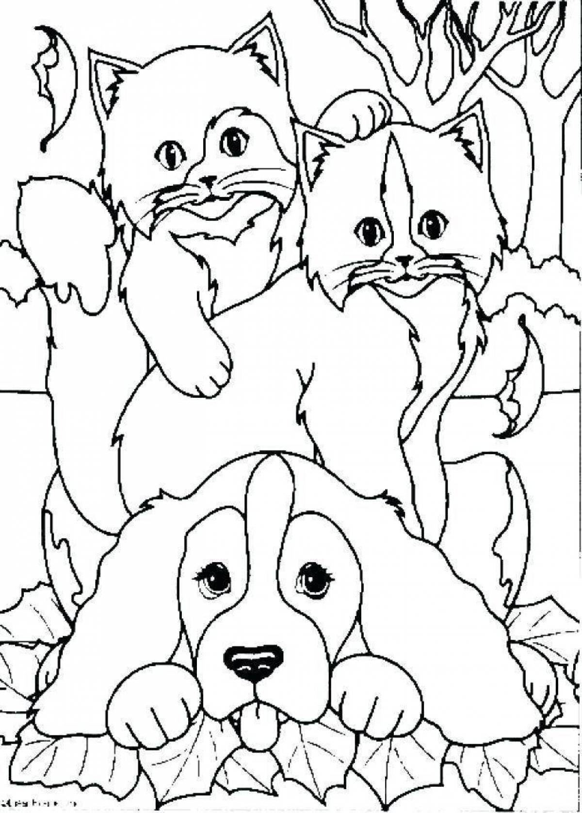 Fun coloring book for dogs and cats